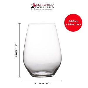 Maxwell‎ & Williams Vino Stemless Clear Wine Glass Set 4